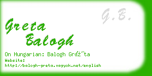 greta balogh business card